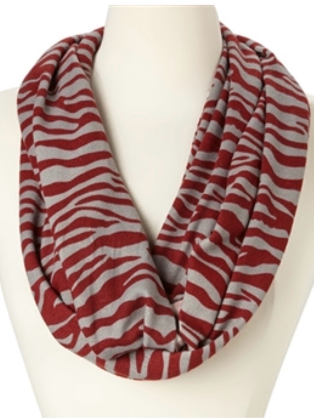 Red Zebra-Print Infinity Scarf - Women Accessories